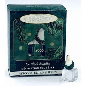 Vintage Hallmark Miniature Ice Block Buddies Series #1 Collector Ornament NOS